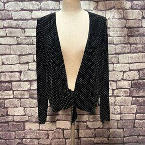 Chico's Travelers Black & White Polka Dot Cardigan Sweater Size XL